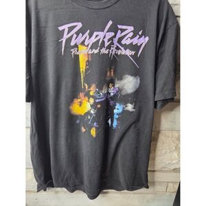 Prince Purple Rain Graphic T-Shirt Mens Black Short Sleeve Crewneck Music Tee